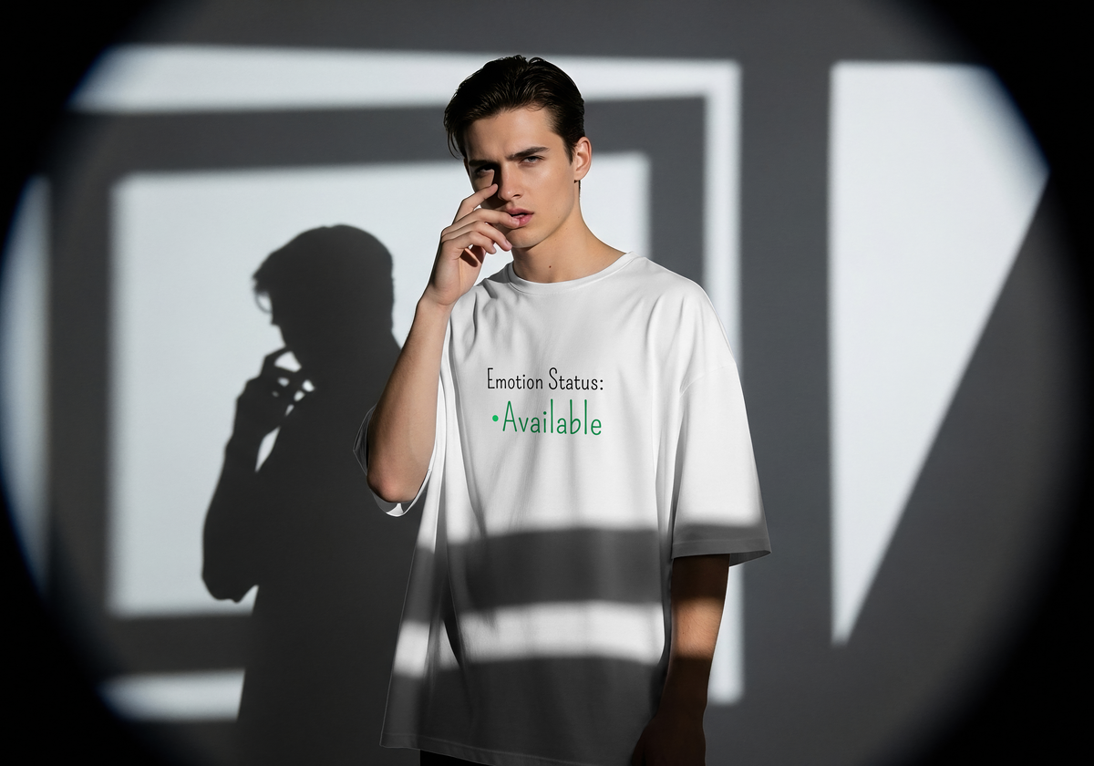 "Emotion Status: Available" UNISEX Oversized T-Shirt