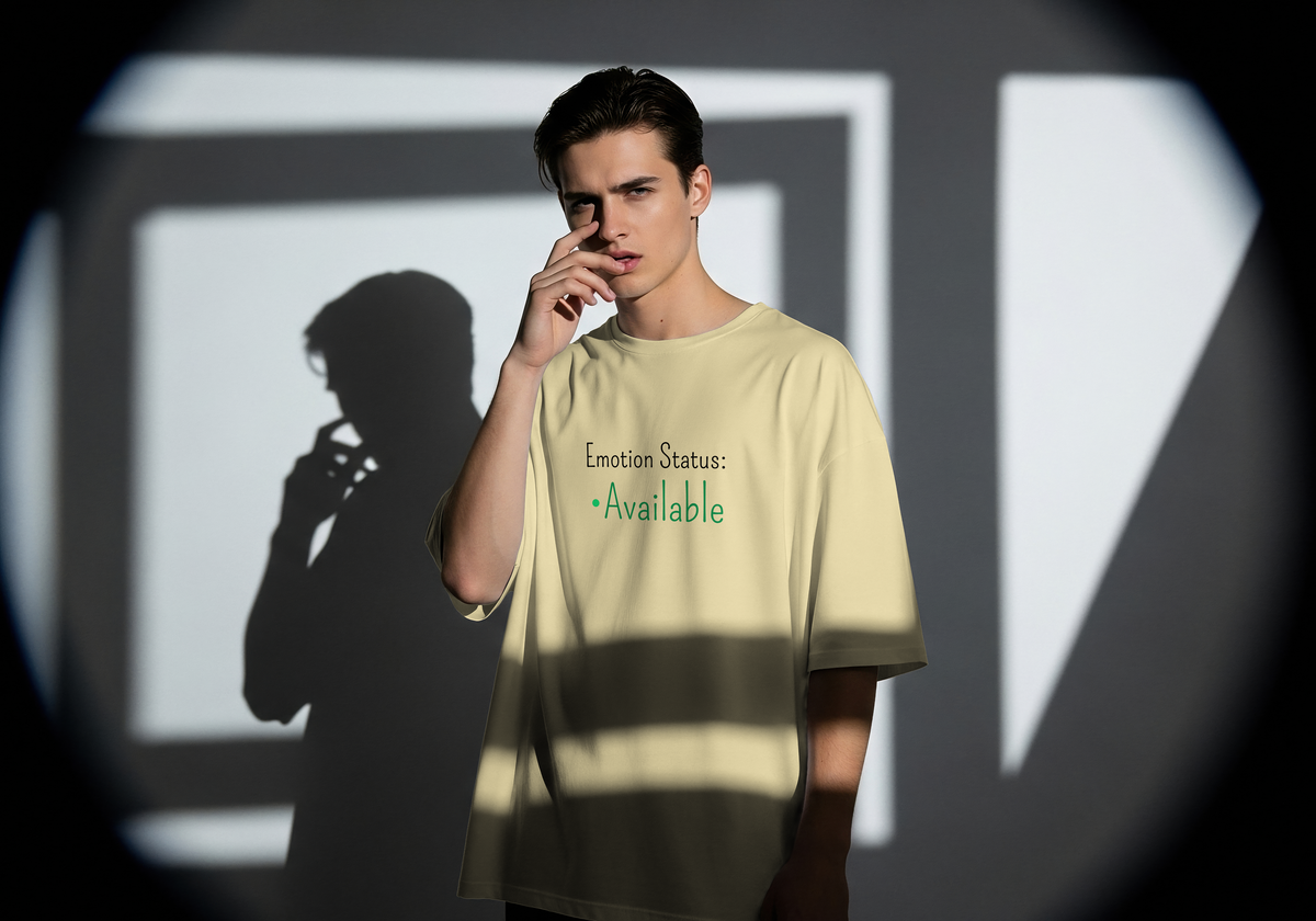 "Emotion Status: Available" UNISEX Oversized T-Shirt